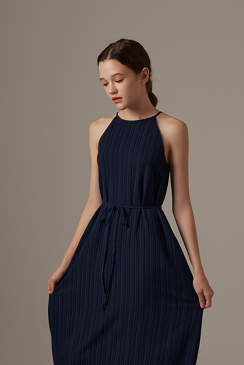 Samantha A-line Maxi Dress in Navy Blue