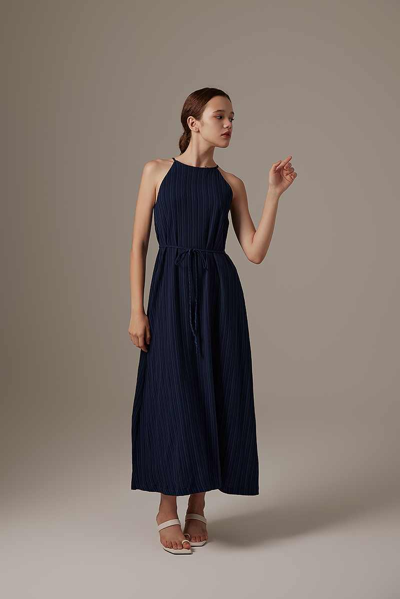 Samantha A-Line Maxi Dress in Navy Blue