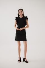 Elora Embroidery Round Neck Dress in Black