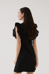 Elora Embroidery Round Neck Dress in Black