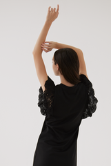 Elora Embroidery Round Neck Dress in Black