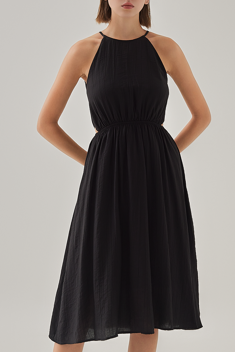 Ruby Halter Neck Dress in Black