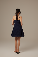 Siobhan Textured Tiered Dress in Navy Blue