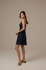 Siobhan Textured Tiered Dress in Navy Blue
