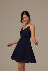 Siobhan Textured Tiered Dress in Navy Blue