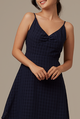 Siobhan Textured Tiered Dress in Navy Blue