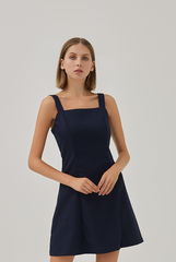 Skera Tweed Dress in Navy Blue