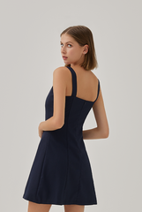 Skera Tweed Dress in Navy Blue