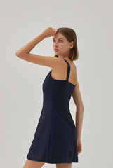 Skera Tweed Dress in Navy Blue