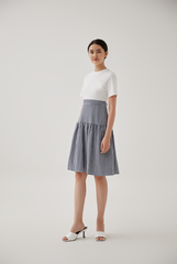 Ladona Gingham Dress in Navy Blue