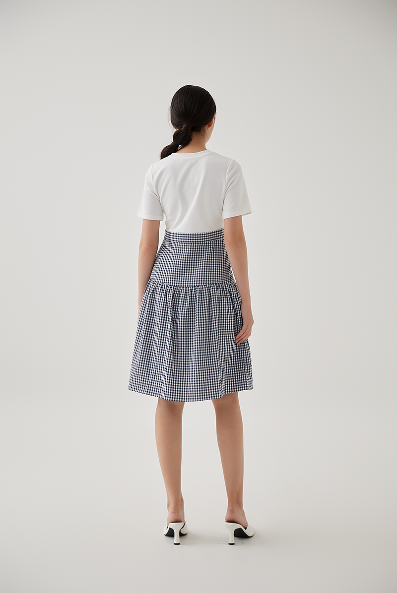 Ladona Gingham Dress in Navy Blue
