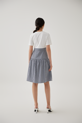 Ladona Gingham Dress in Navy Blue