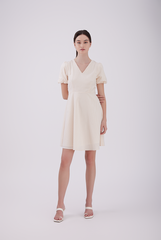 Callie Gingham Ribbon-Tie Dress in Beige
