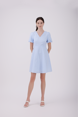 Callie Gingham Ribbon-Tie Dress in Blue