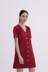 Jelani Ruched Shift Dress in Maroon