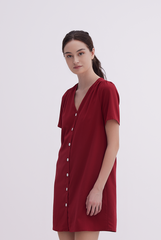 Jelani Ruched Shift Dress in Maroon