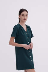 Jelani Ruched Shift Dress in Pine