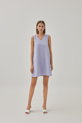 Luna Textured V-Neck Flowy Dress in Lilac