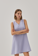 Luna Textured V-Neck Flowy Dress in Lilac