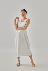 Jessi Textured Midi Dress in White