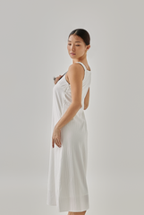Jessi Textured Midi Dress in White