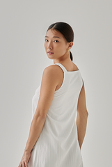 Jessi Textured Midi Dress in White