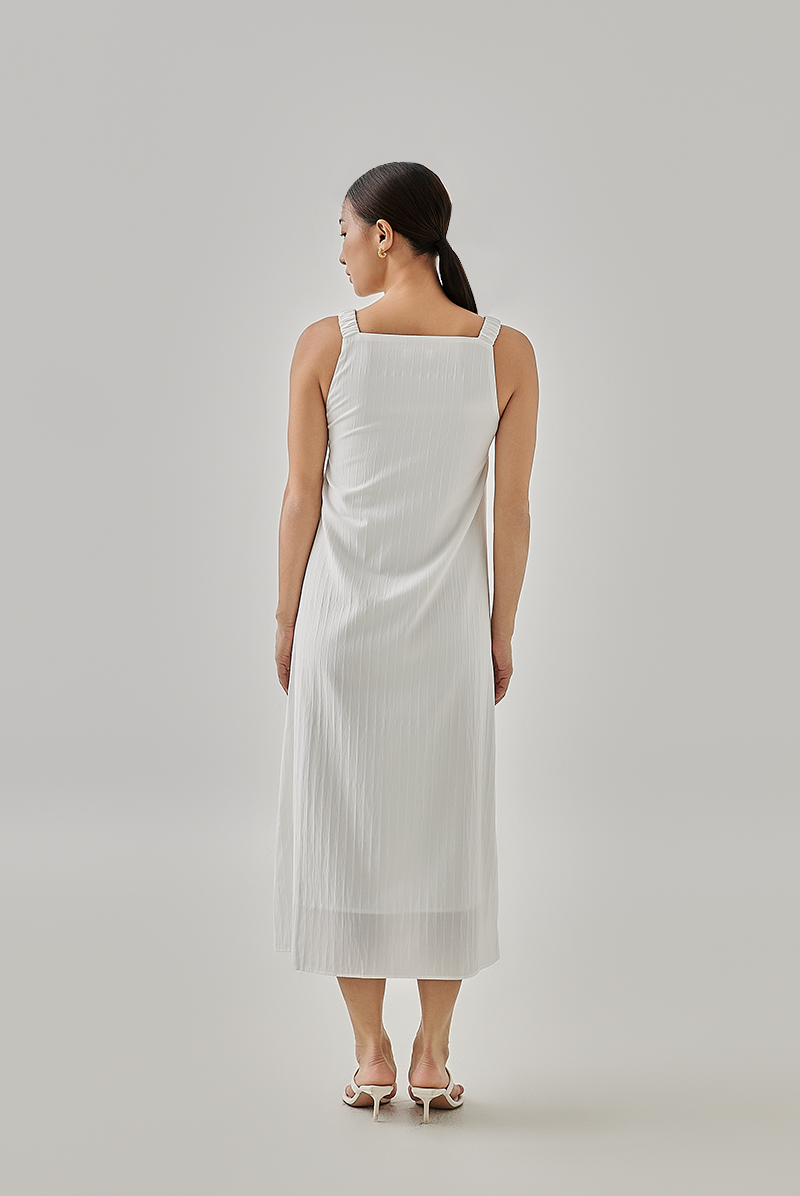Jessi Textured Midi Dress in White
