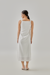 Jessi Textured Midi Dress in White