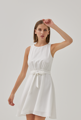 Camille Asymmetrical A-Line Dress in White