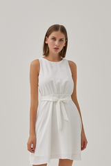 Camille Asymmetrical A-Line Dress in White