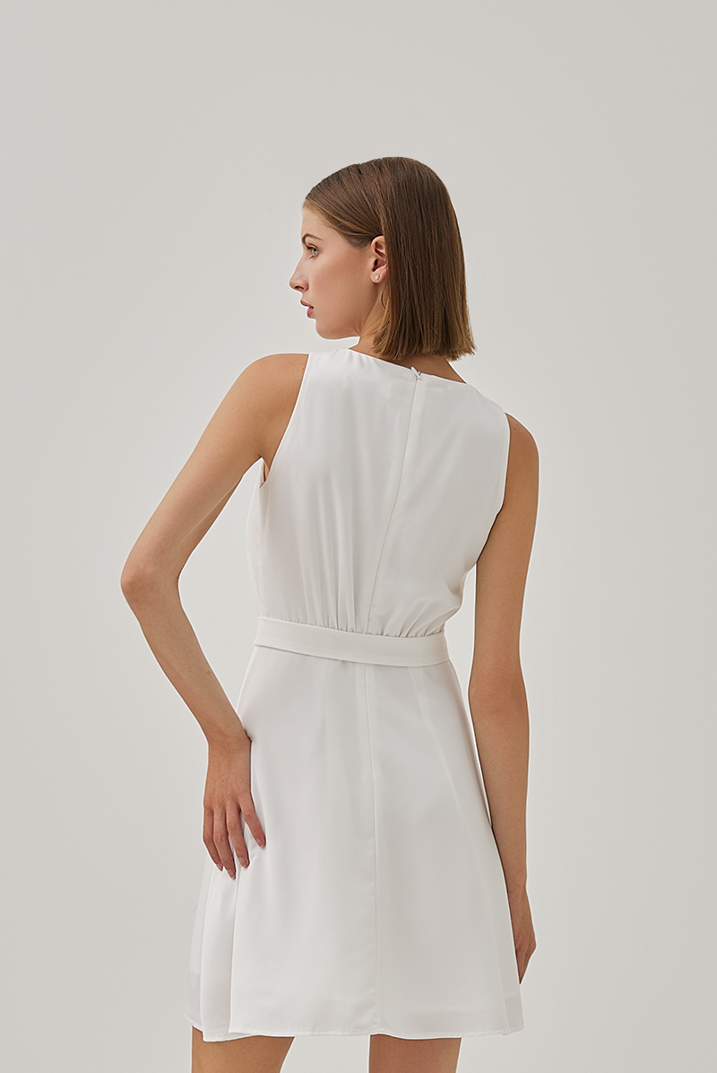 Camille Asymmetrical A-Line Dress in White