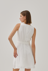 Camille Asymmetrical A-Line Dress in White