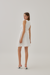 Camille Asymmetrical A-Line Dress in White