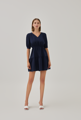 June Tiered Dress in Navy Blue