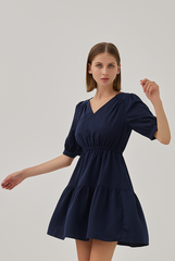 June Tiered Dress in Navy Blue