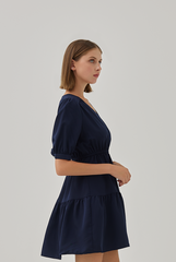 June Tiered Dress in Navy Blue