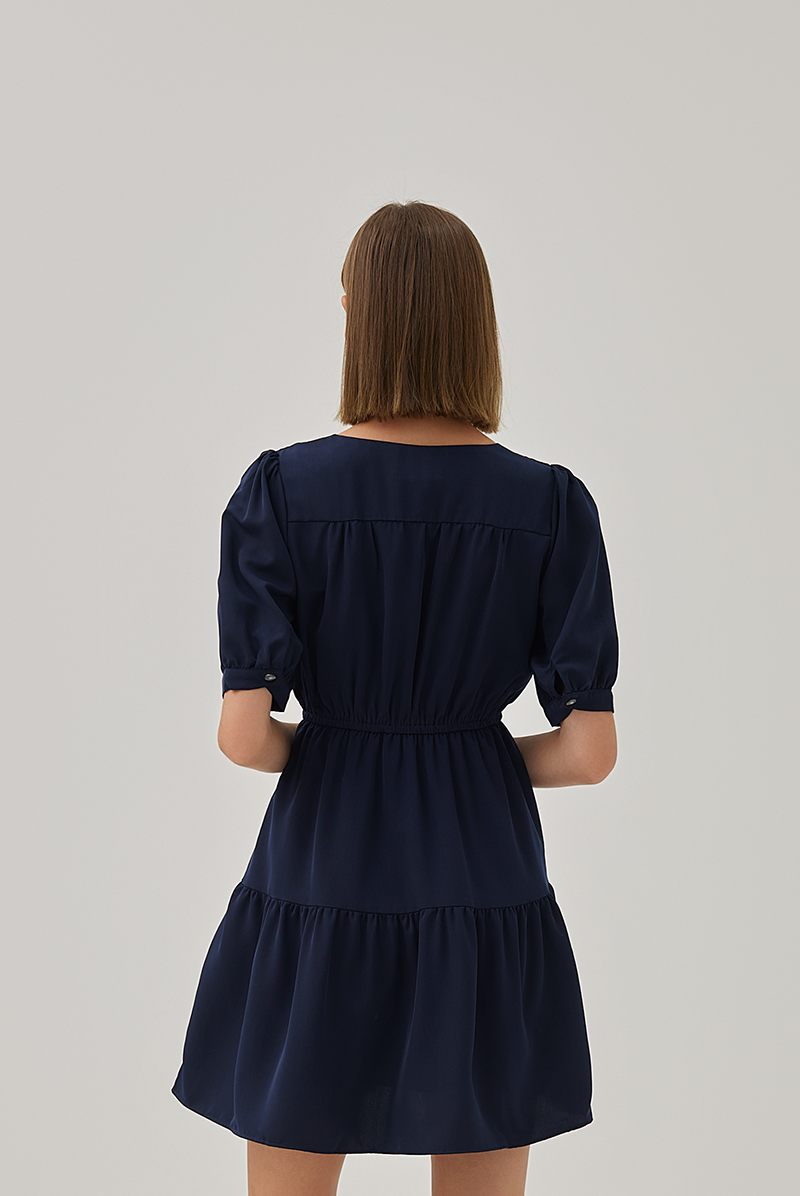 June Tiered Dress in Navy Blue