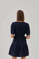 June Tiered Dress in Navy Blue