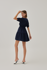 June Tiered Dress in Navy Blue