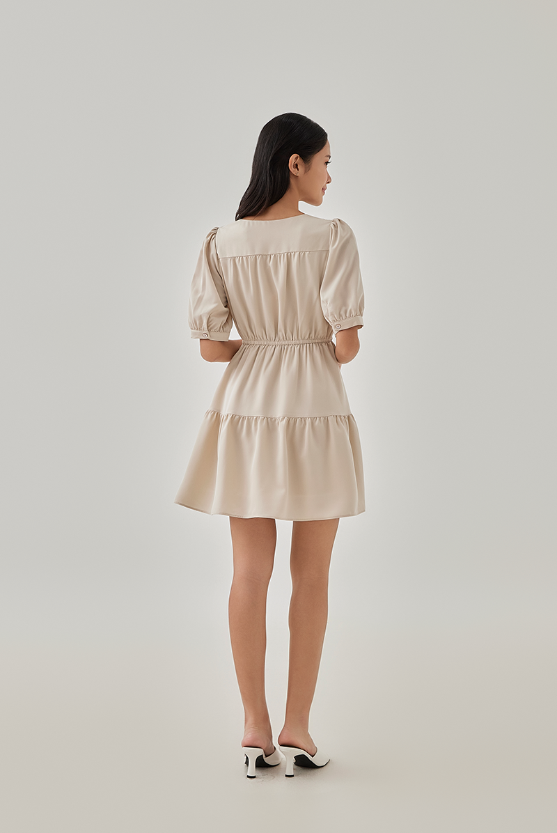 June Tiered Dress in Almond