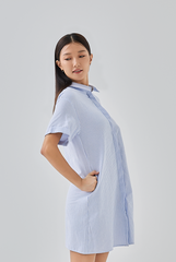 Cova Collared Shirt Dress in Baby Blue