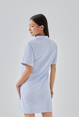 Cova Collared Shirt Dress in Baby Blue