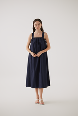 Carina V-Back Dress in Navy Blue