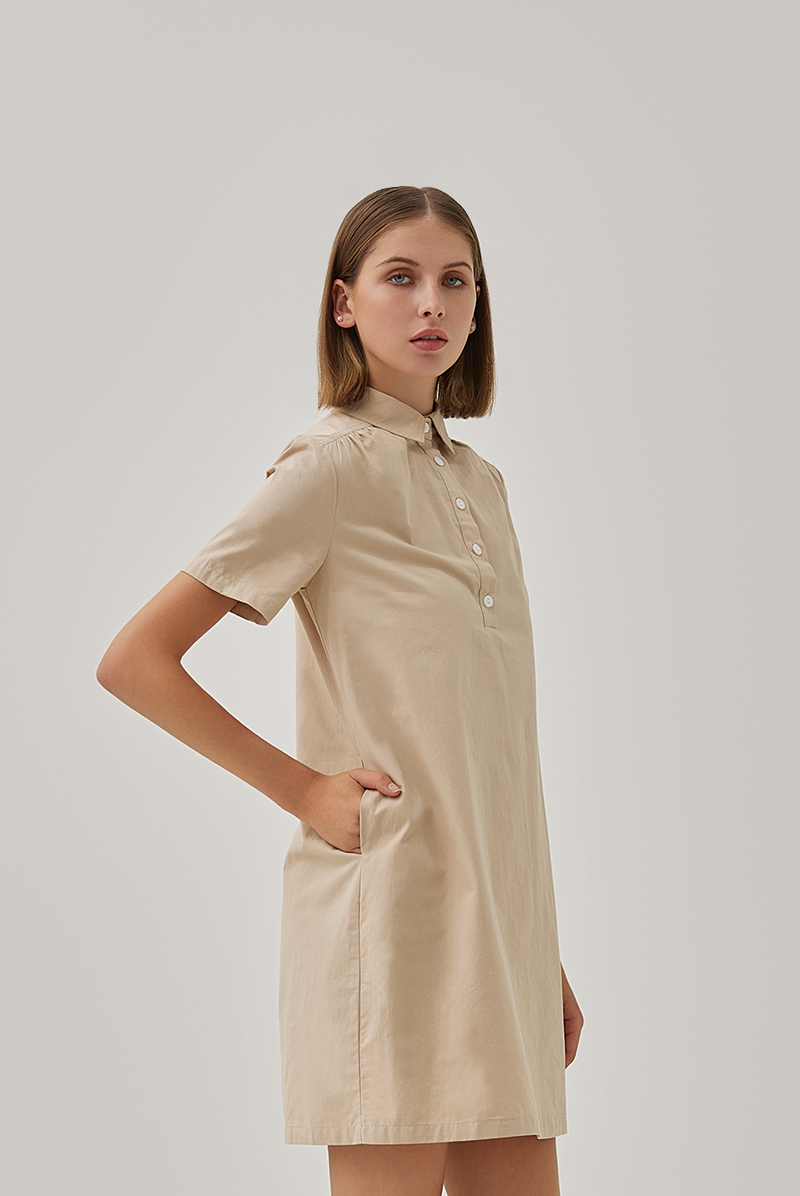 Dana Button Down Collar Shift Dress XS Baby Blue