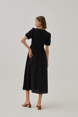 Bree Waffle Textured Maxi Dress in Black