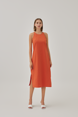 Laidh Textured Racerback Dress in Vermillion