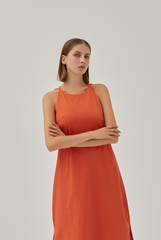 Laidh Textured Racerback Dress in Vermillion