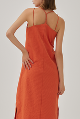 Laidh Textured Racerback Dress in Vermillion