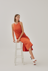 Laidh Textured Racerback Dress in Vermillion