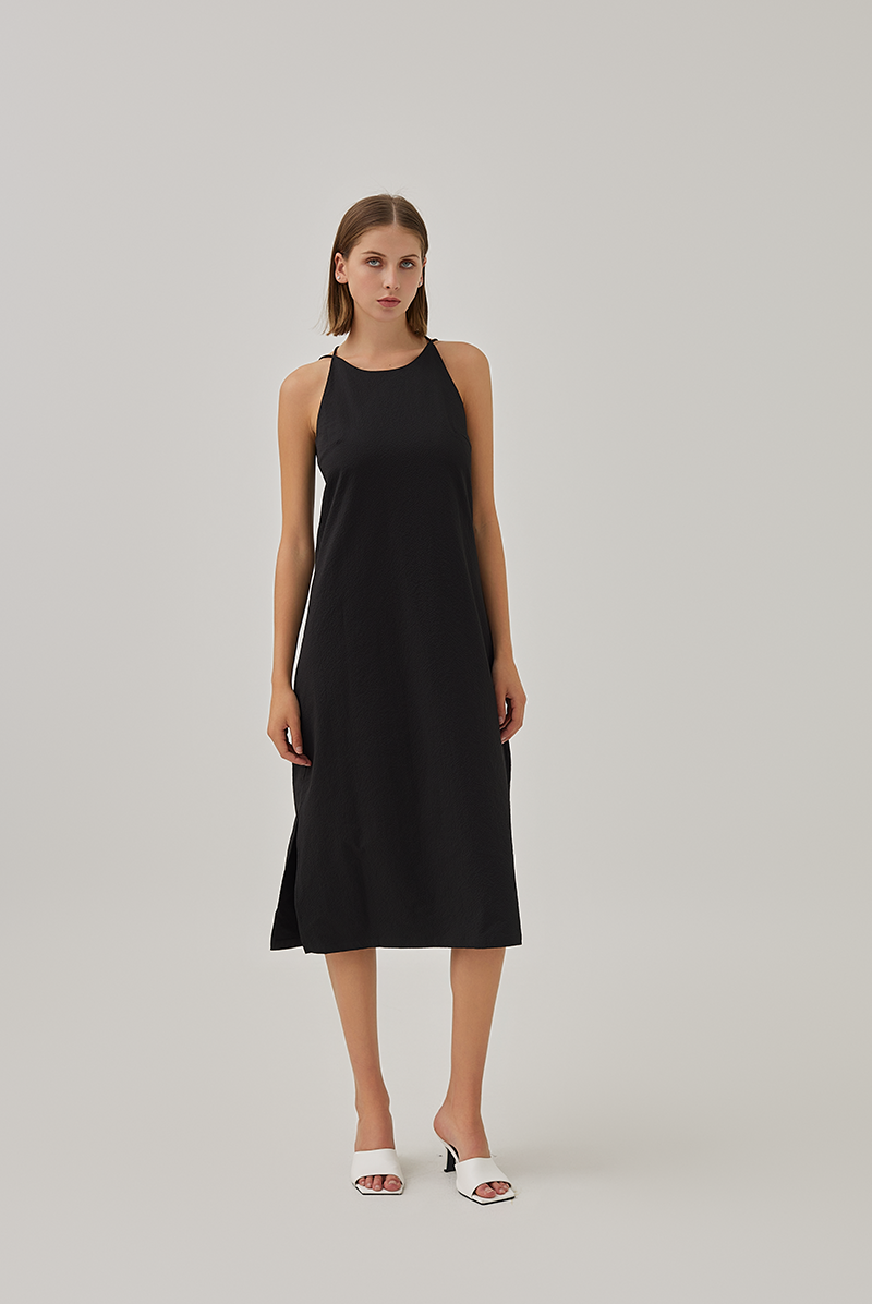 Laidh Textured Racerback Dress in Black